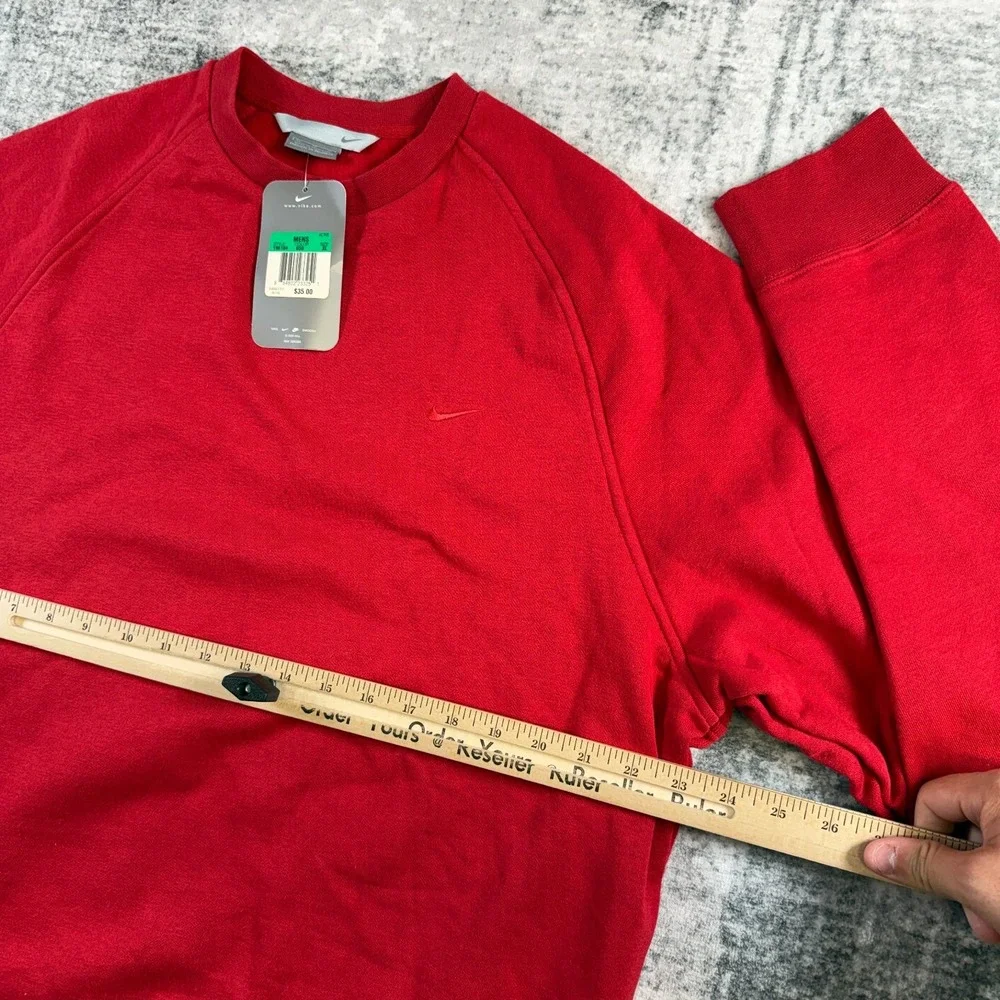 NEW Y2K Nike Sweatshirt Mens XL Red Crewneck Fleece Swoosh Silver Tag 2005 NOS